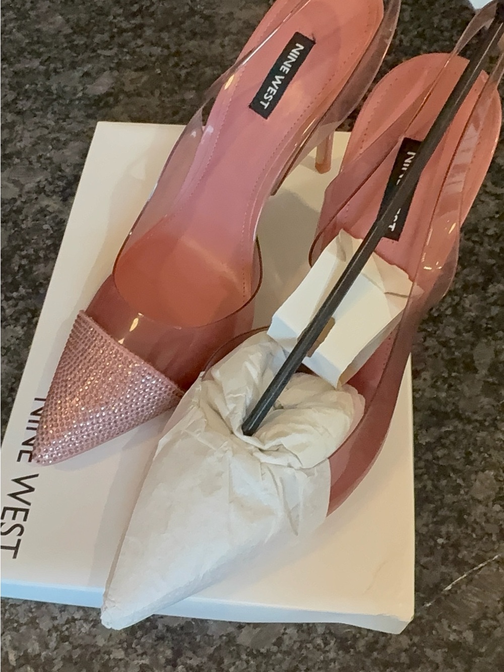 Nine West Rose Pink Rhinestone Pointed-Toe Slingback Pumps - Picture 5 of 6